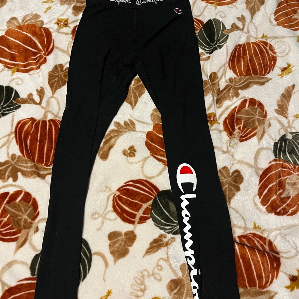 Champion Black Leggings with Logo Detail